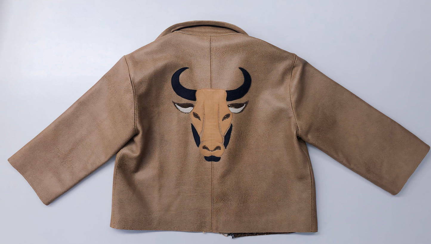LEATHER JACKET bull motif