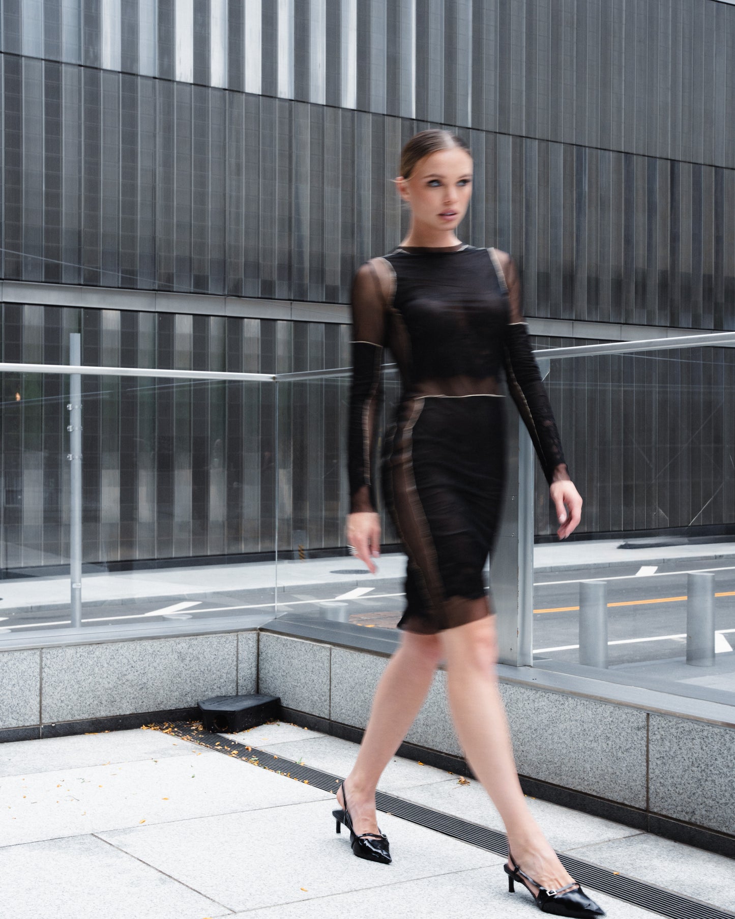 Lilly Silk mesh and lace midi Dress
