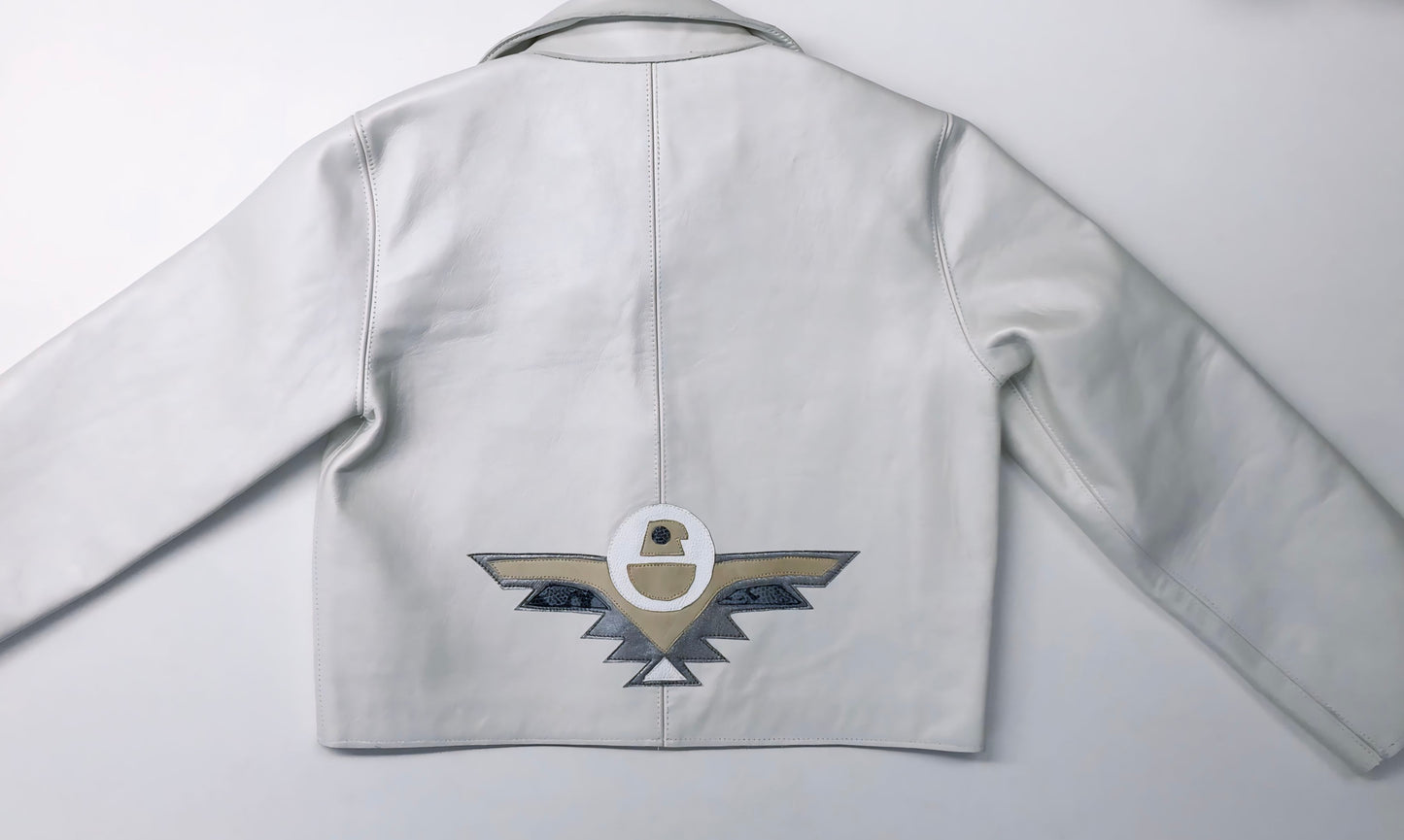 LEATHER JACKET with native eagle motif