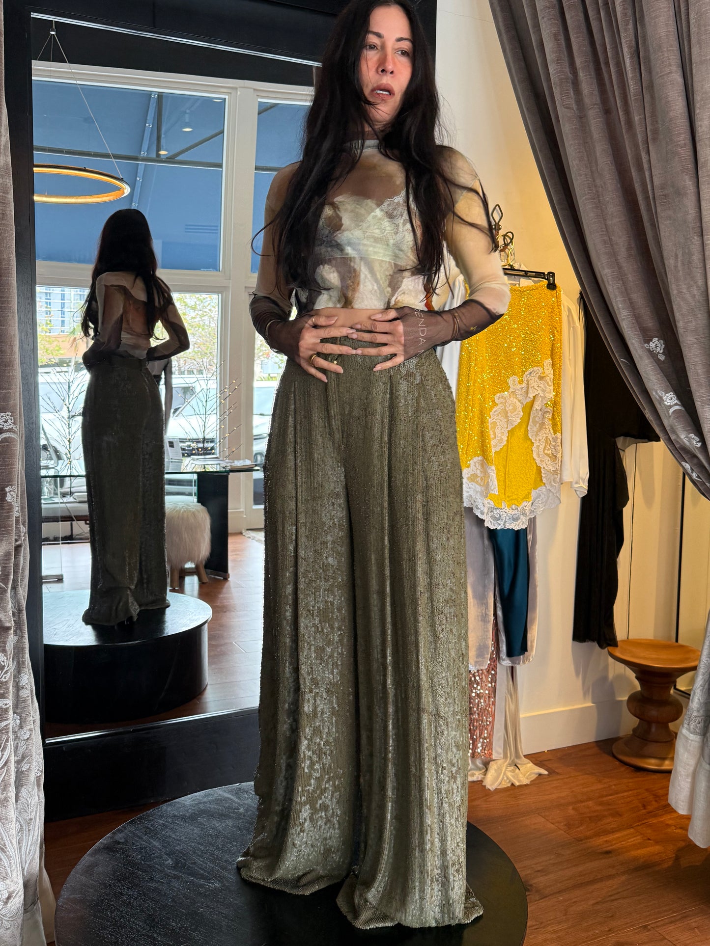 White rose exclusive printed signature silk mesh