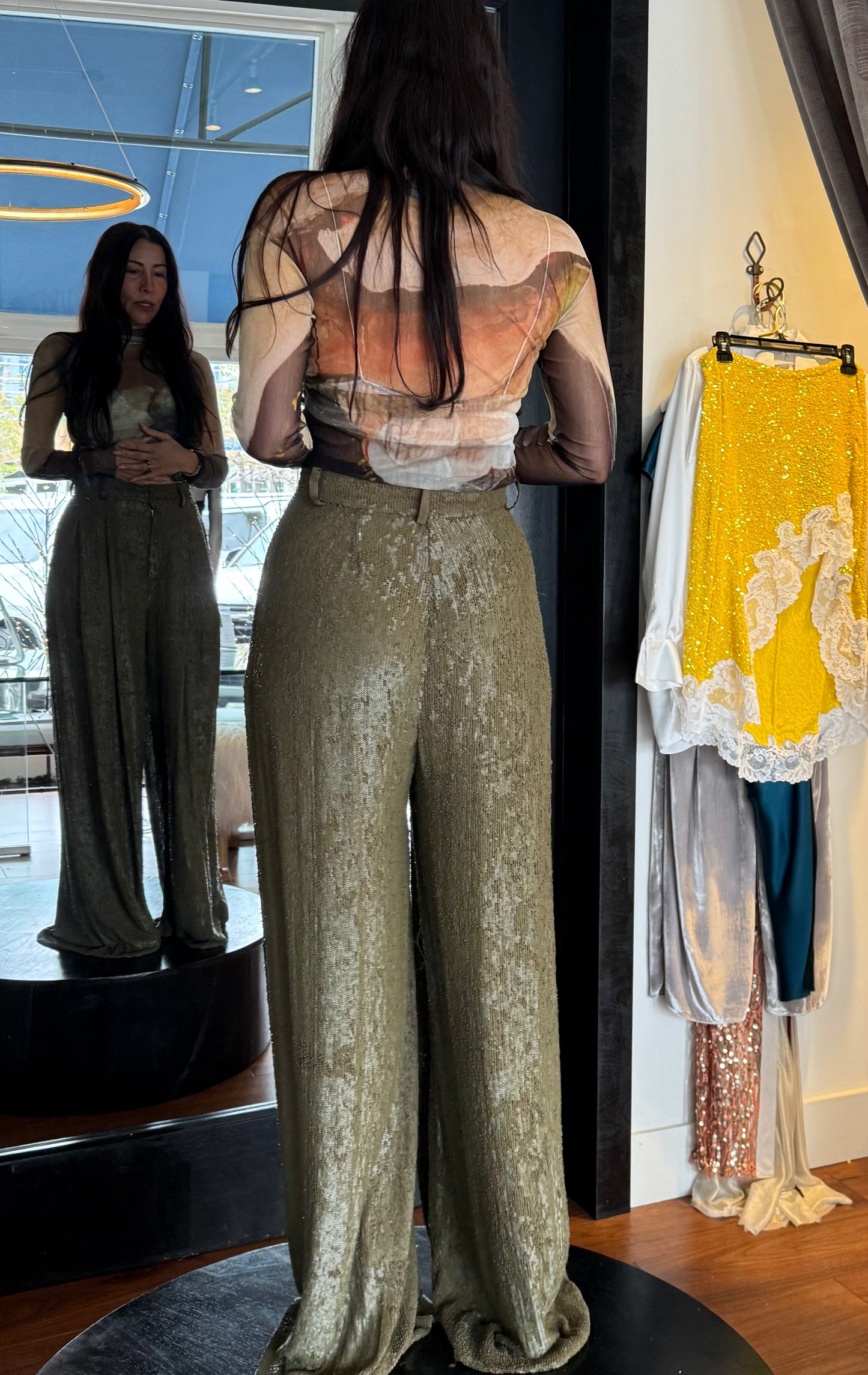 White rose exclusive printed signature silk mesh