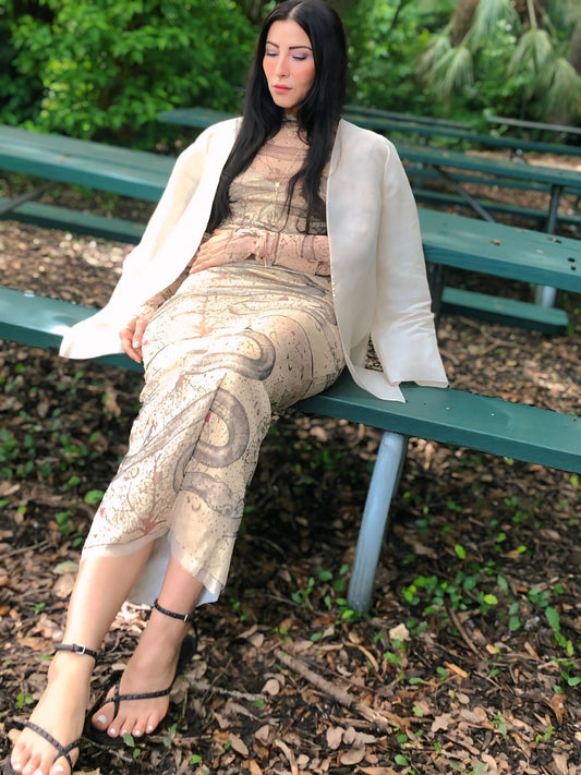 Eva Garden of Eden Limited Edition printed silk mesh maxi dress