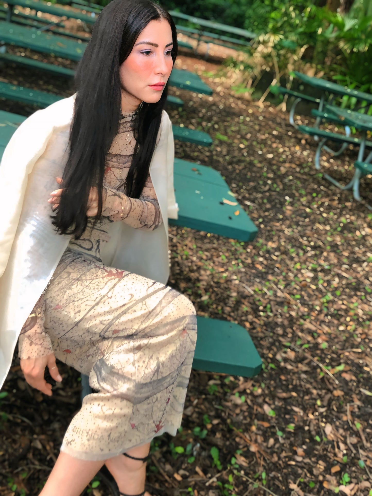 Eva Garden of Eden Limited Edition printed silk mesh maxi dress