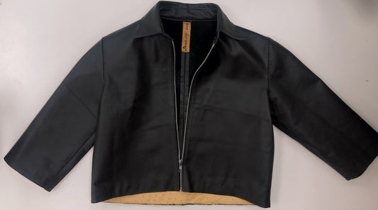 LEATHER JACKET bull motif aplique