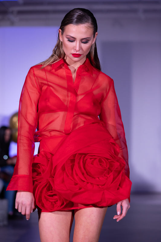 silk organza giant Roses skirt