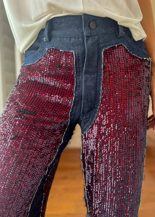 Sequined Silk Denim