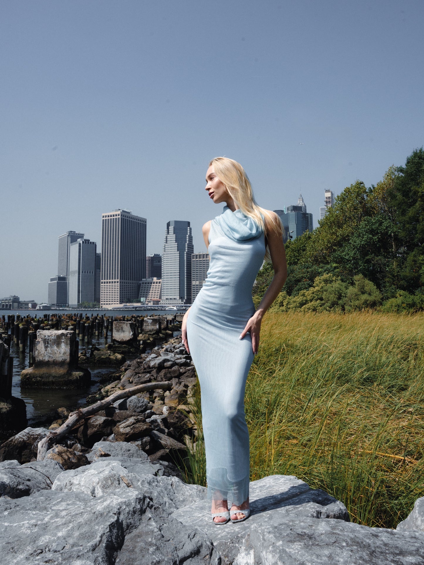Diana Silk mesh 4-way column maxi dress