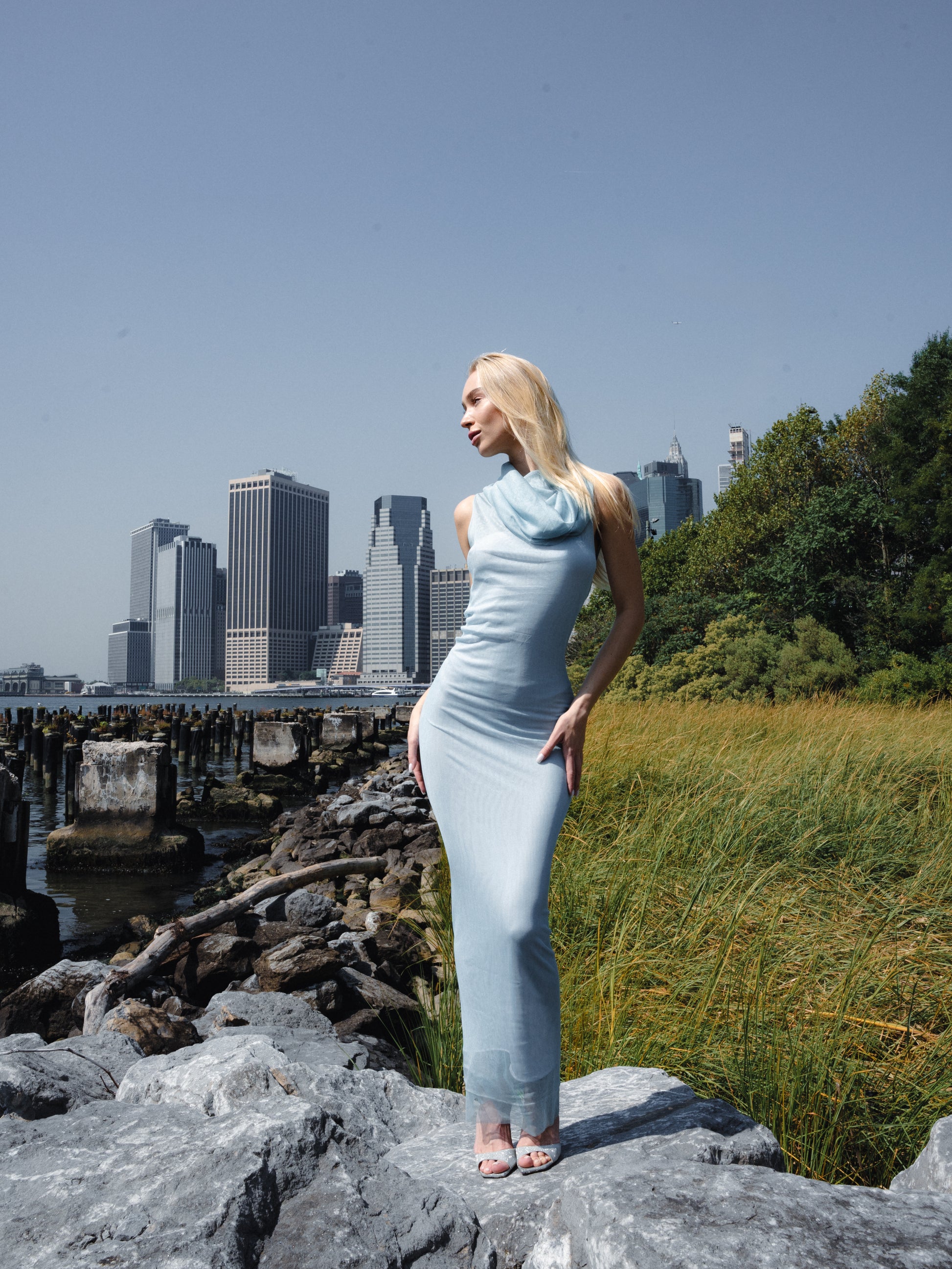 Diana Silk mesh 4-way column maxi dress - small / celeste / silk Diana Silk mesh 4-way column maxi dress - small / celeste / silk