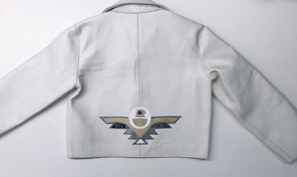 LEATHER JACKET with native eagle motif