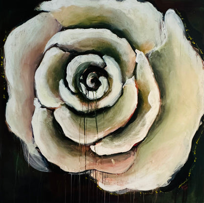 White rose exclusive printed signature silk mesh