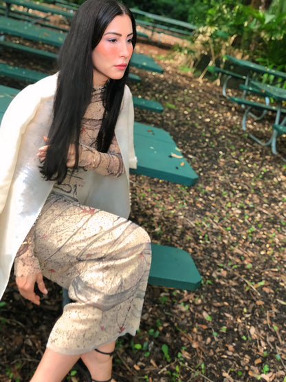 Eva Garden of Eden Limited Edition printed silk mesh maxi dress