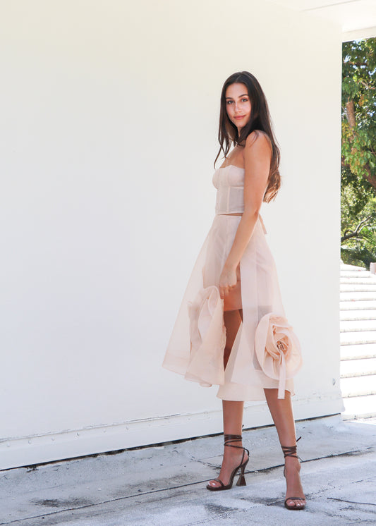 Lace up Bustier - Nude