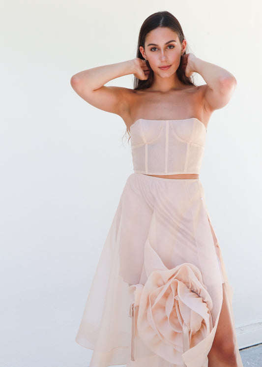 Lace up Bustier - Nude