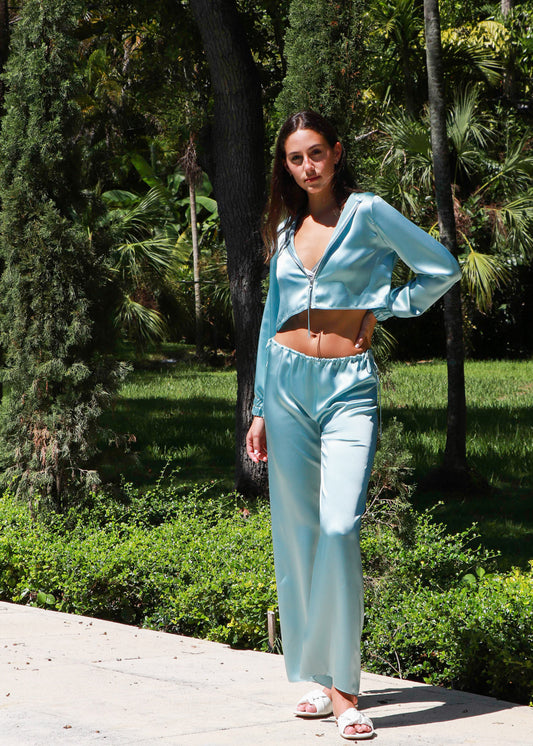 Signature Silk Pant - Light Blue