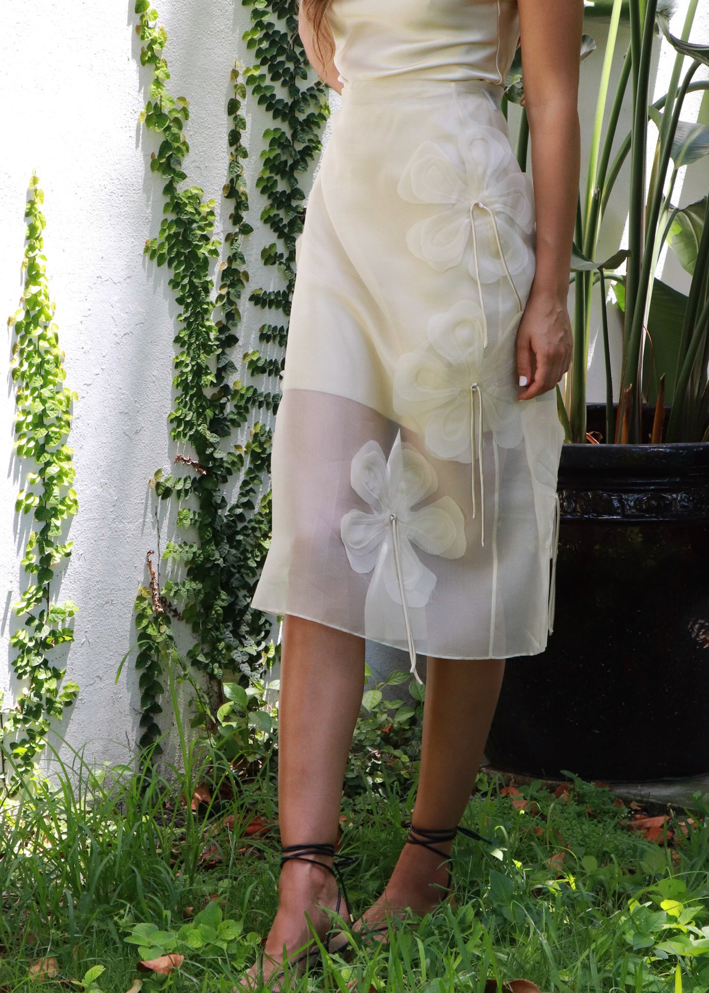 Organza Flower Aplique Skirt