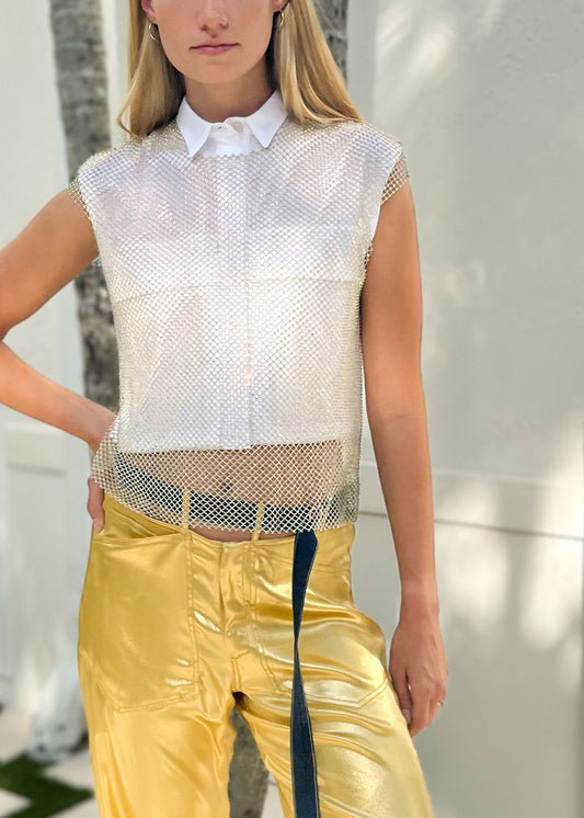 Rhinestones fishnet Blouse