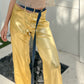 Gold Silk Belted Pant