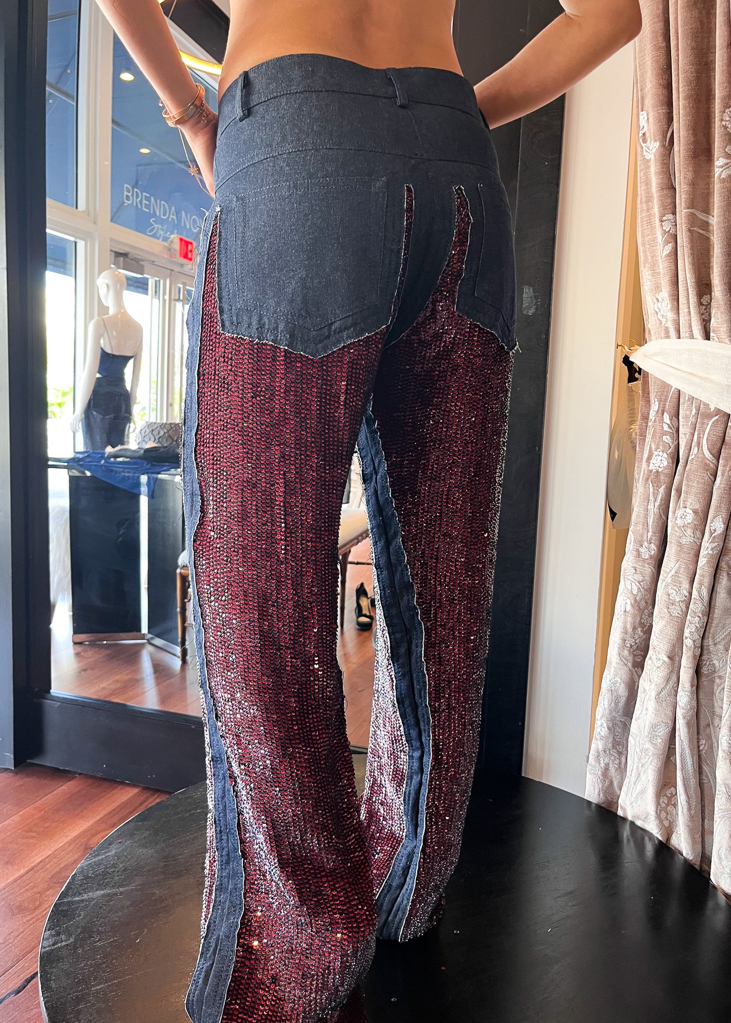 Sequined Silk Denim