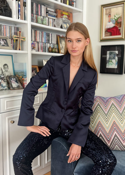Silk  Navy Blue Jacket