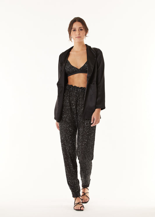 Signature Charmeuse Blazer - Black