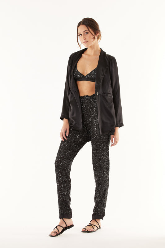 Signature Charmeuse Blazer - Black